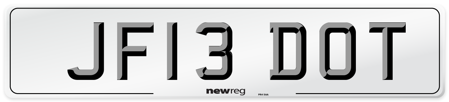 JF13 DOT Number Plate from New Reg